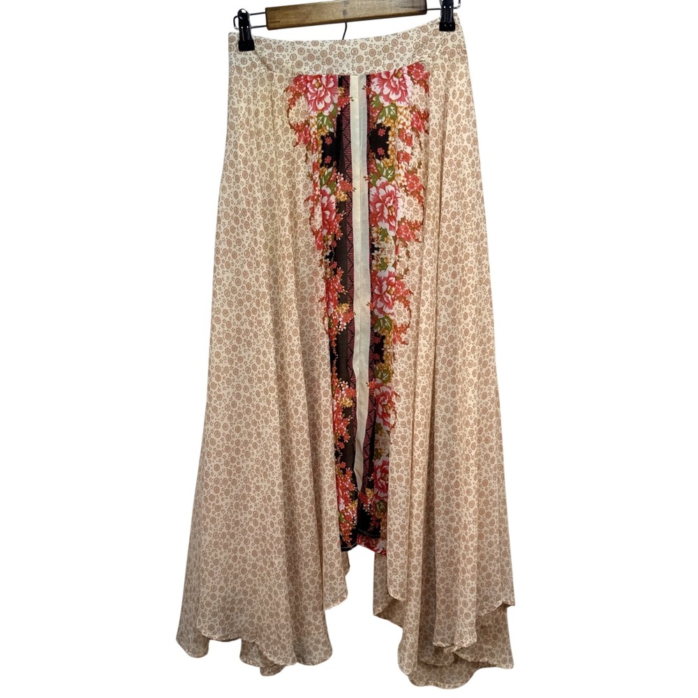 Free People Lovely Lady Maxi Skirt Size XS Asymmetrical Flowy Floral Chiffon - Picture 1 of 9
